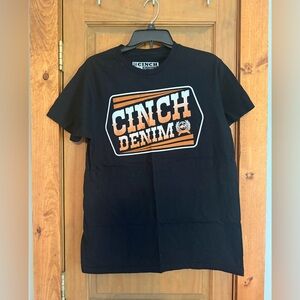 Cinch Black Short-Sleeve Tee with Orange Logo